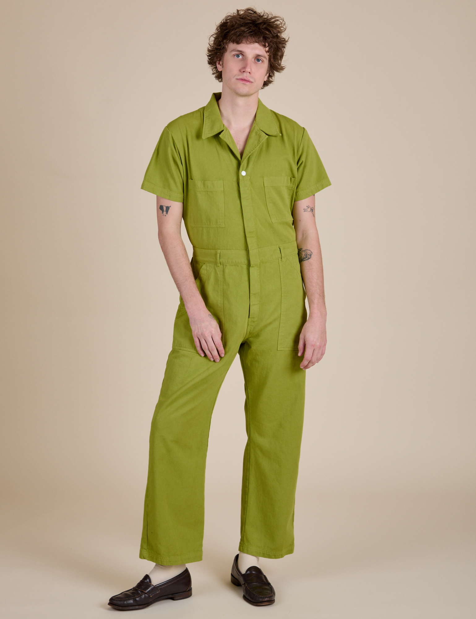 Short Sleeve Jumpsuit - Gross Green