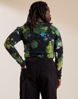 Long Sleeve Baby Tee in Green Pool back view on Demi