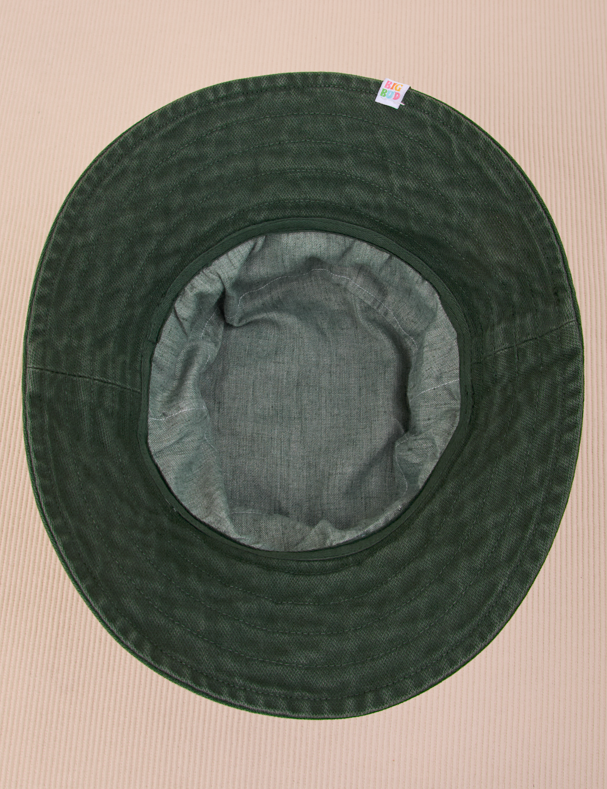 Wide Brim Denim Bucket Hats in Swamp Green bottom view