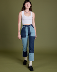 Mismatched Denim Carpenter Jeans and Cropped Tank in Vintage Tee White on Alex