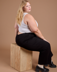 Juliet is wearing Organic Action Pants in Basic Black