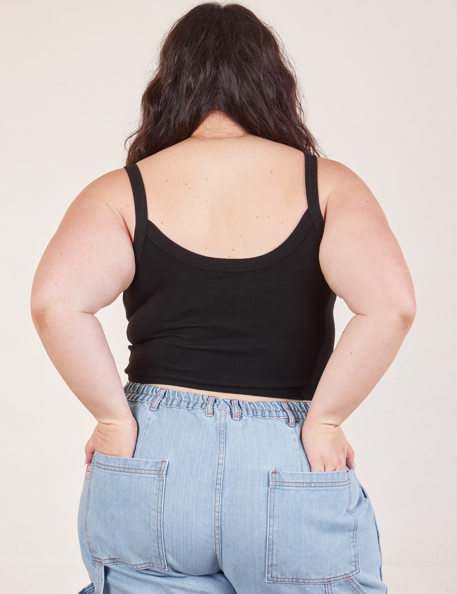 Cropped Cami in Basic Black back view on Ashley