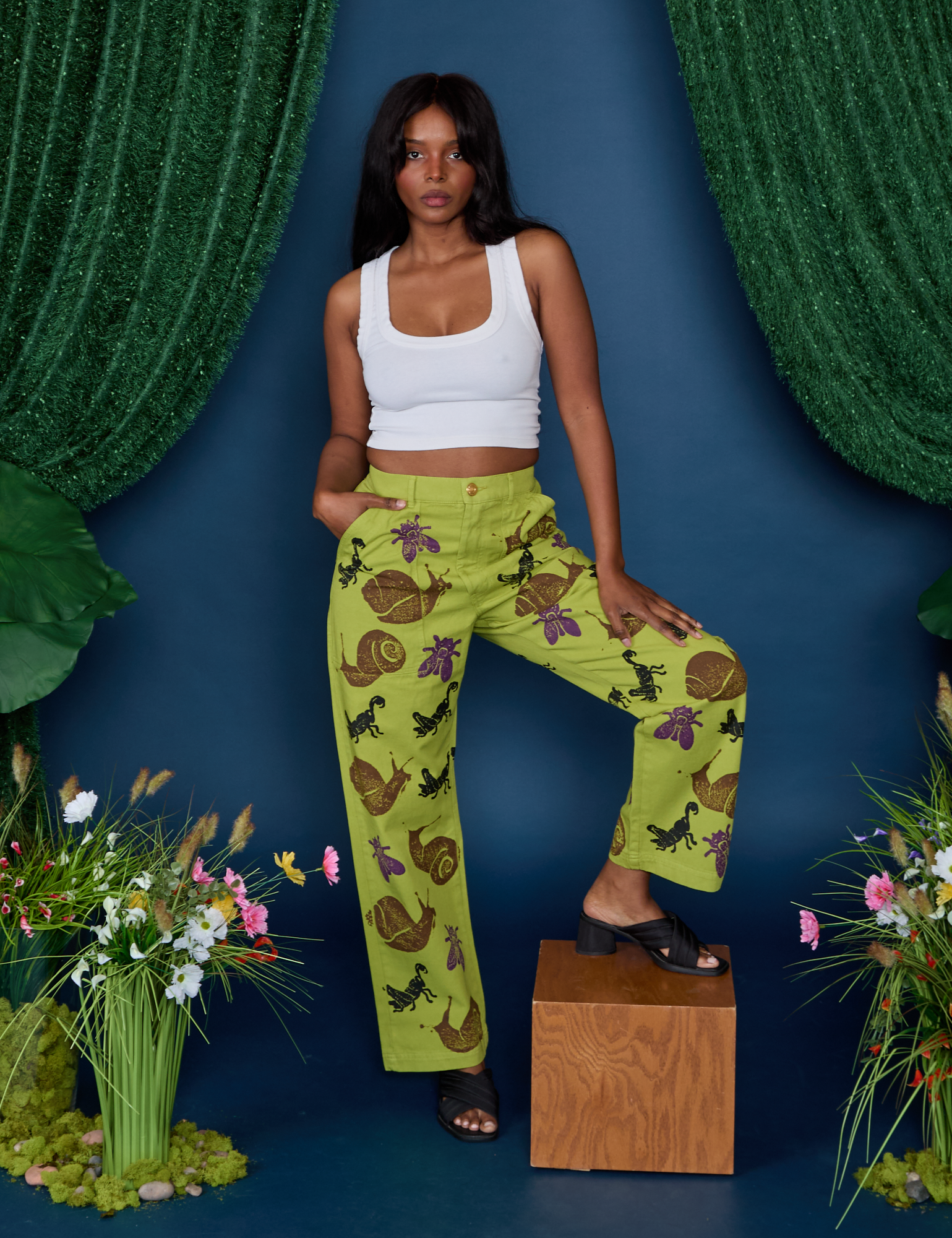 Paintstamped Work Pants in Froggy  worn by kandia