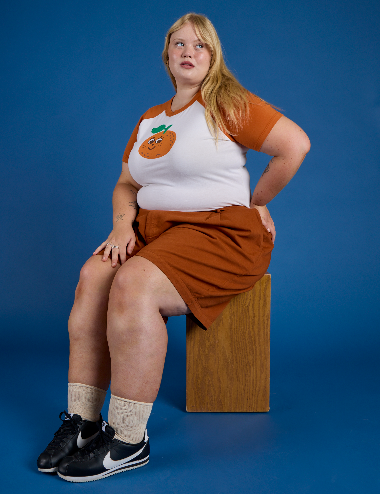 Produce Raglan Tee in Orange on Juliet