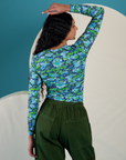 Long Sleeve Baby Tee in Angel Print back view on Shahana