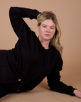 Long Sleeve Burly Tee in Basic Black on Lish