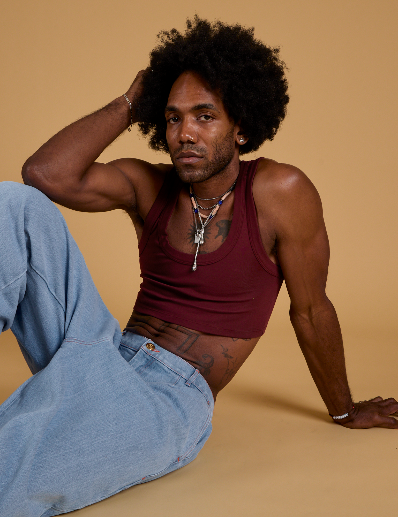 Mini Tank in Red Wine worn by Jerrod
