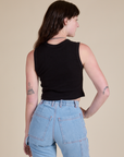 Muscle Tee in Basic Black back view on Alex