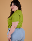 Organic Vintage Tee in Gross Green side view on Ashley