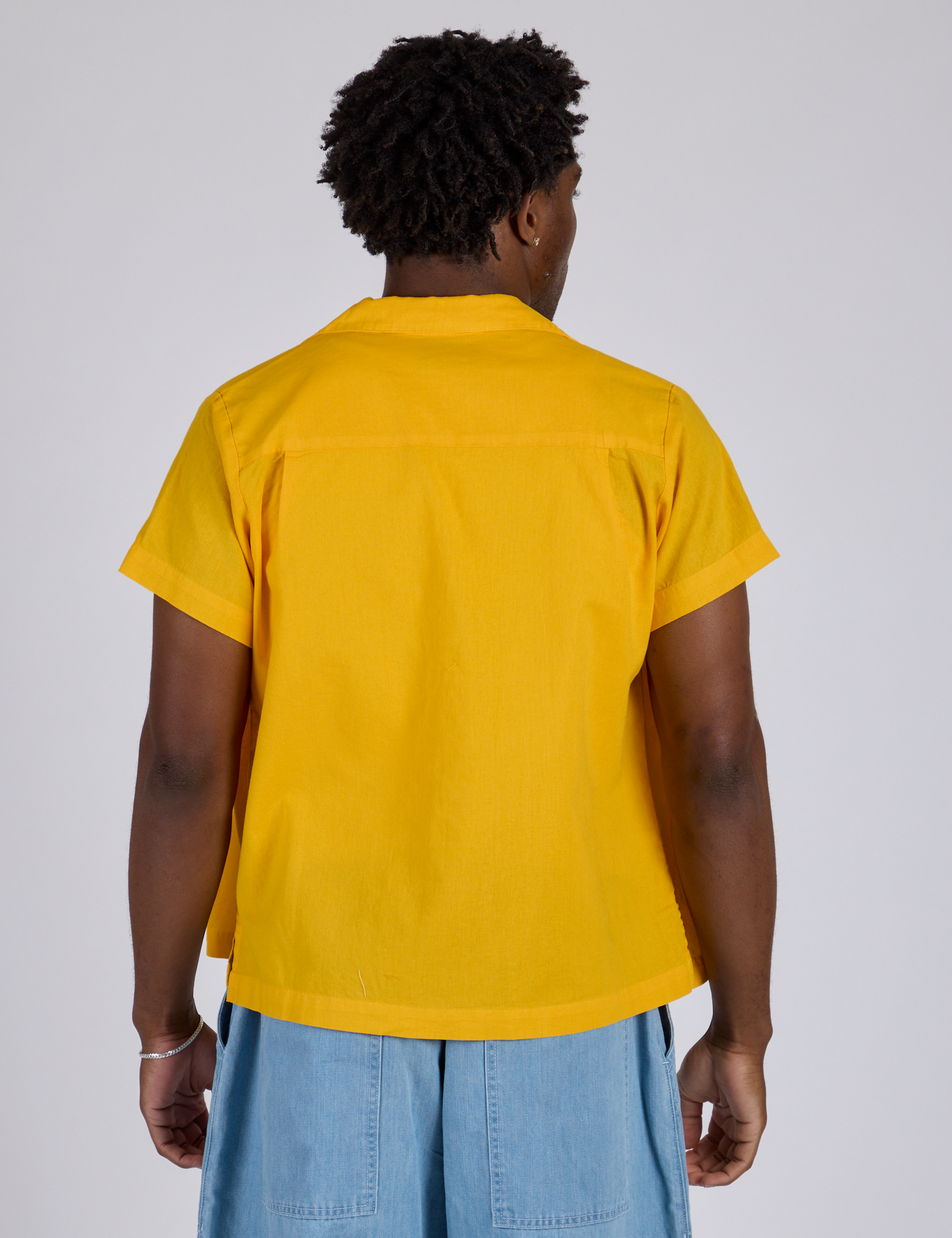 Pantry Button-Up in Sunshine Yellow back view on Isaac