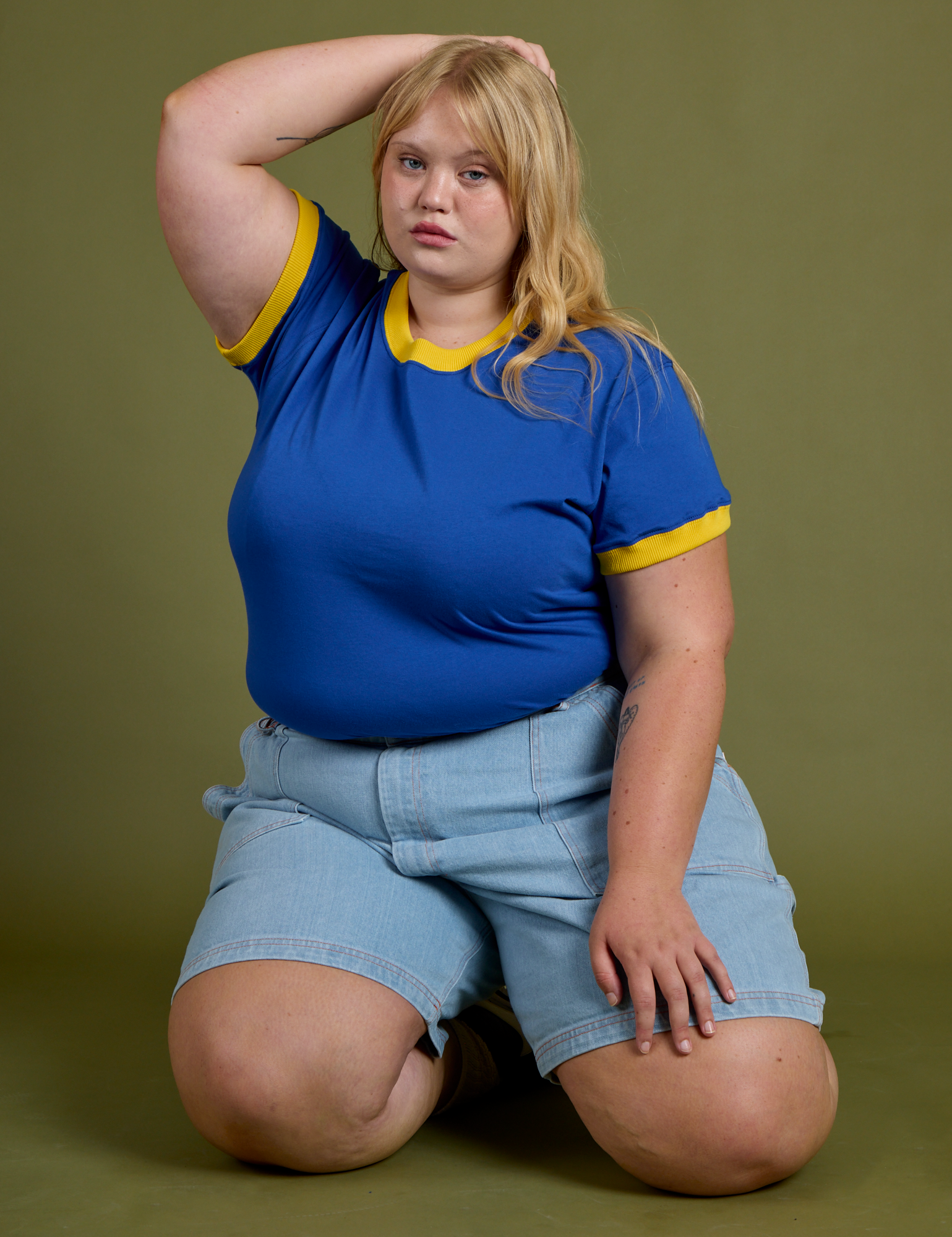 Vintage Ringer Tee in Royal Blue worn by Juliet