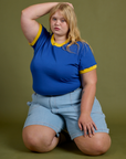 Vintage Ringer Tee in Royal Blue worn by Juliet
