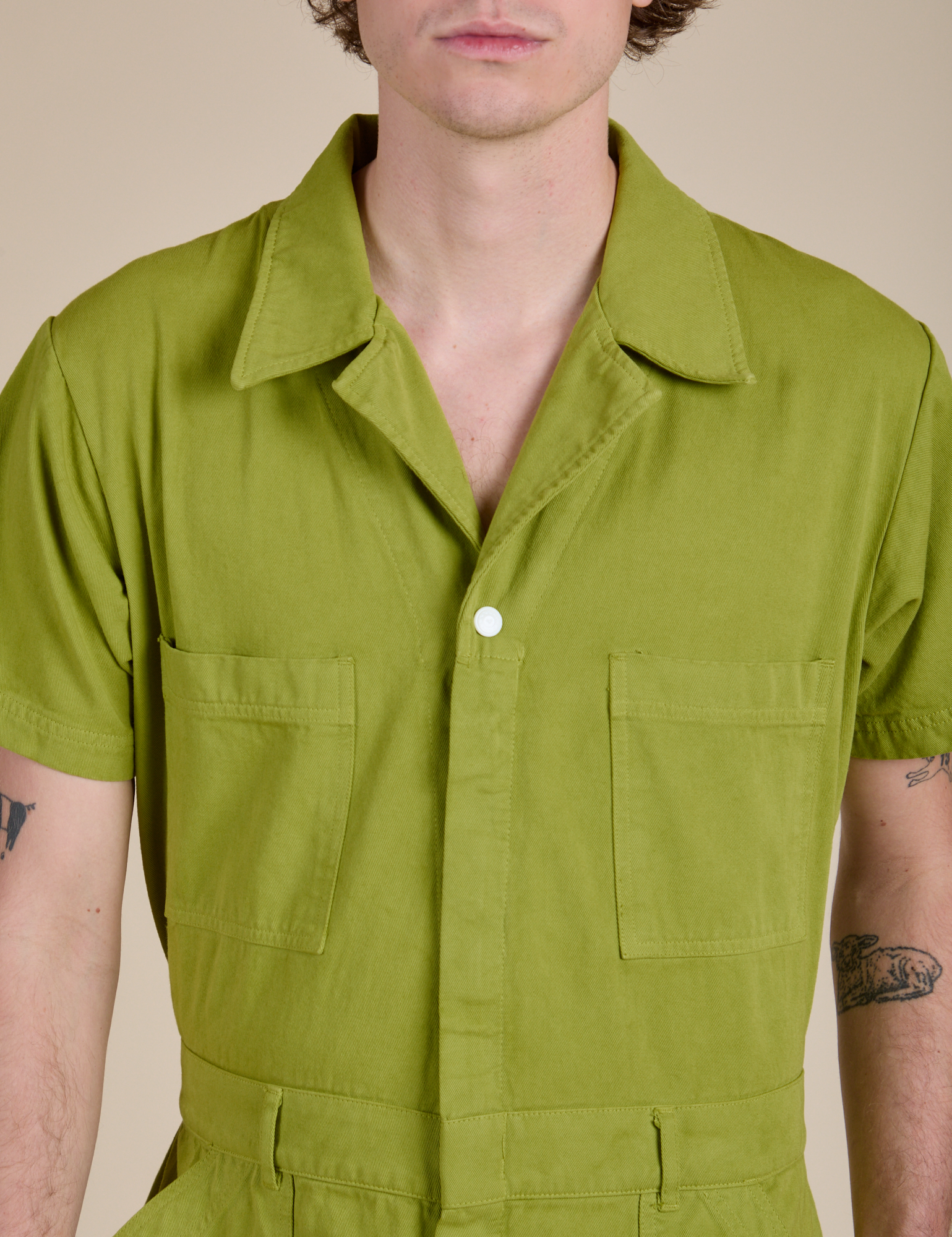 Short Sleeve Jumpsuit - Gross Green
