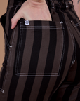 Black Stripe Work Pants - Espresso Brown