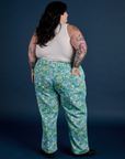 Winter Floral Print Work Pants back view on Sam