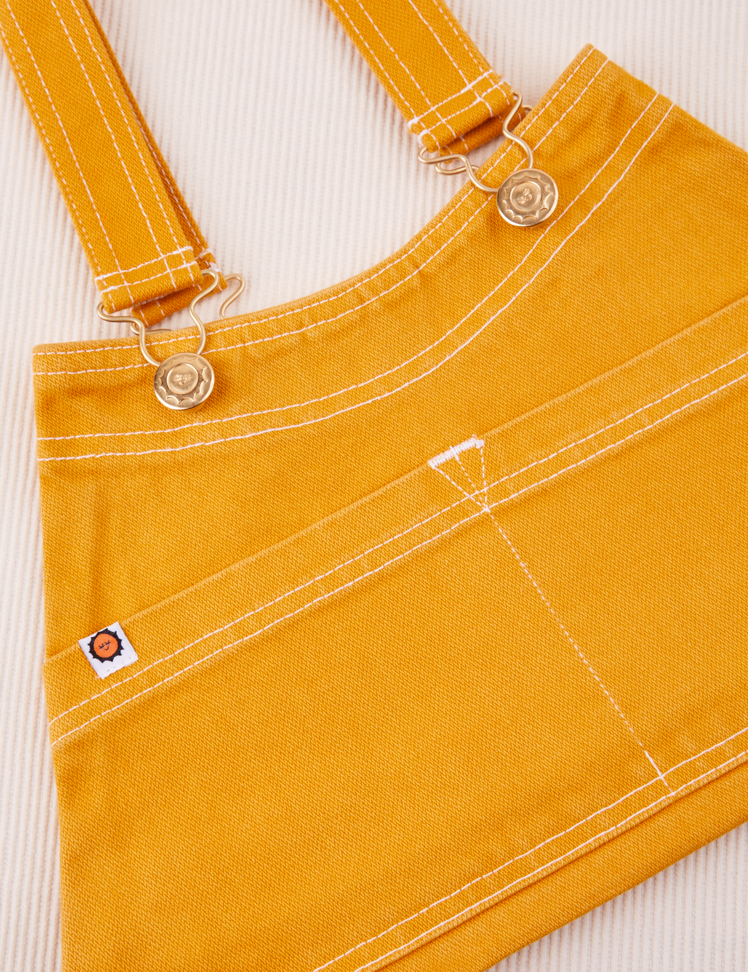 Overall Handbag in Mustard Yellow laid flat