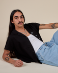 Pantry Button-Up in Basic Black on Anthony