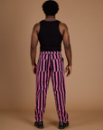 Black Stripe Work Pants - Bubblegum Pink