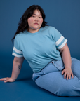 Painted Burly Tee in Baby Blue worn by Ashley
