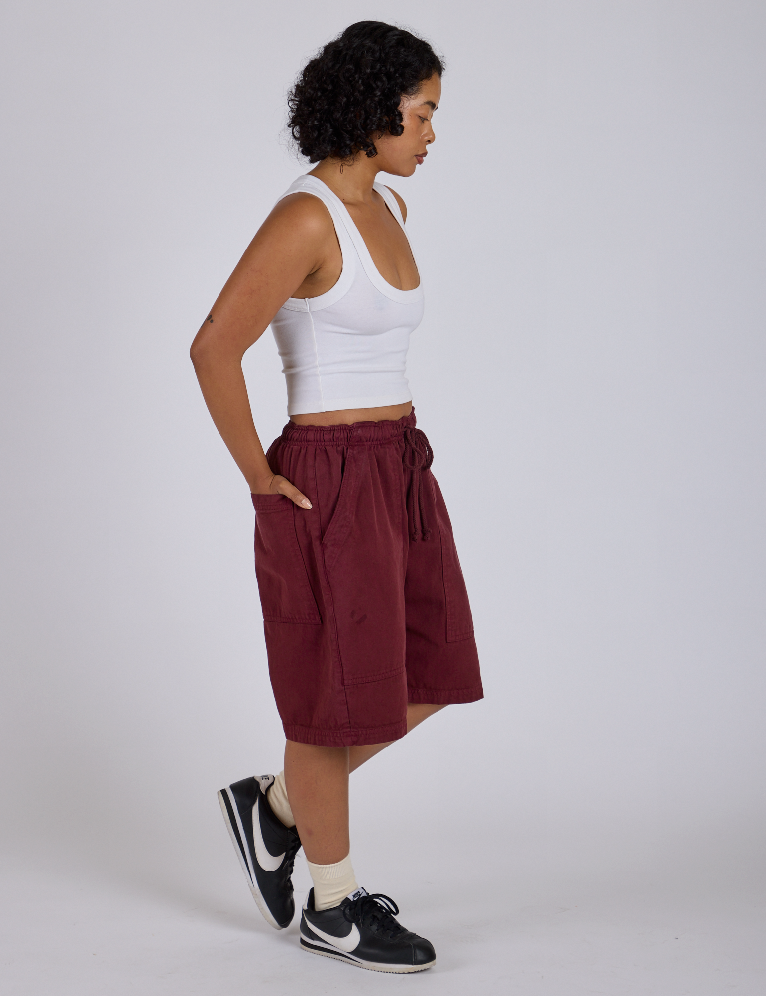 Drawstring Shorts - Red Wine