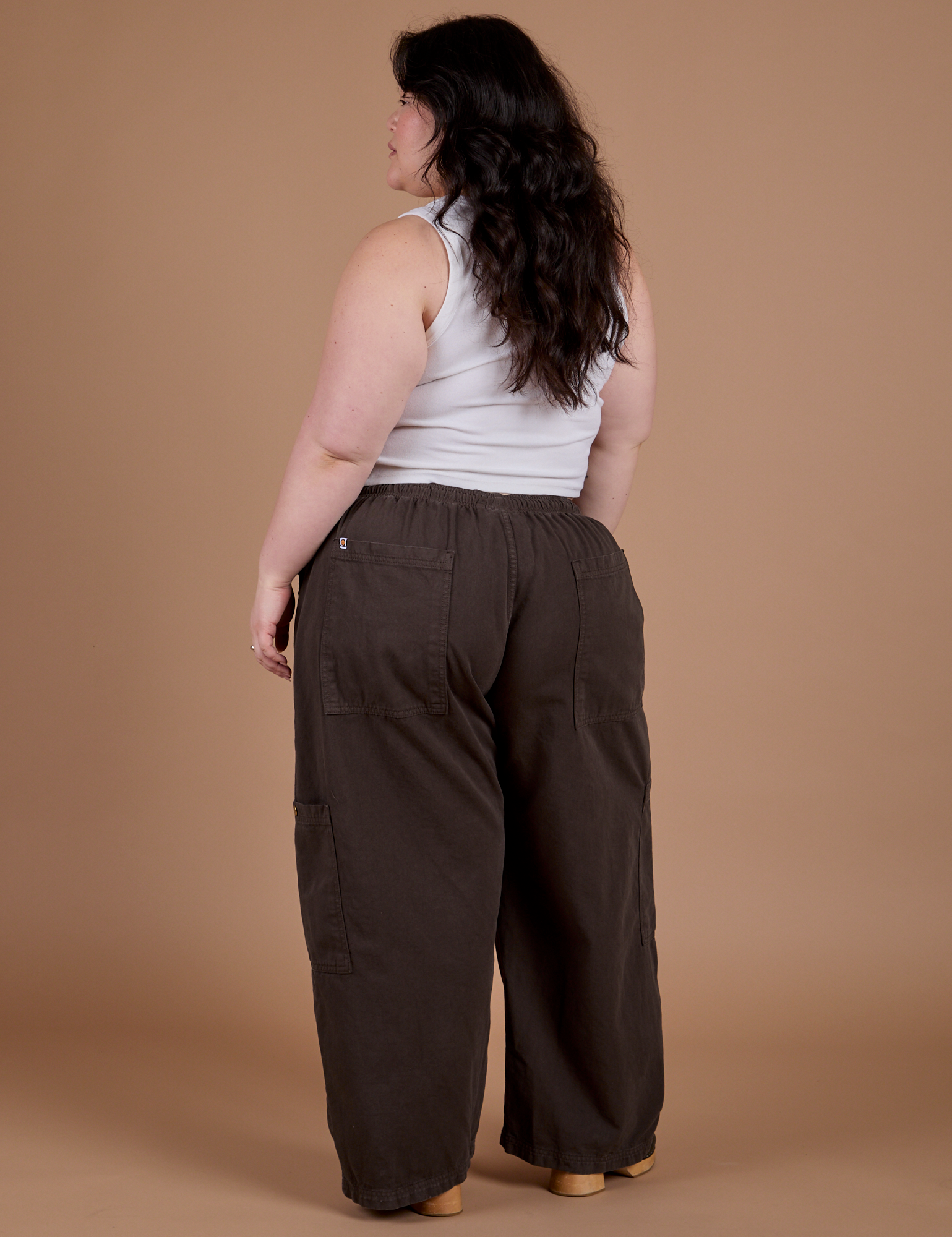 Back view of Drop Pocket Cargo Pants in Espresso Brown  on Ashley