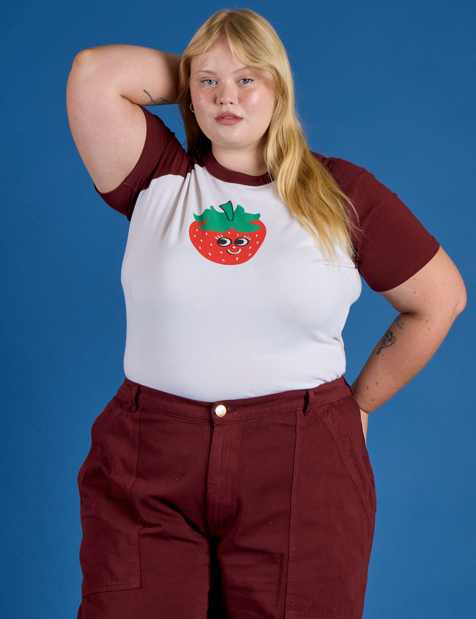 Produce Raglan Tee in Strawberry on Juliet