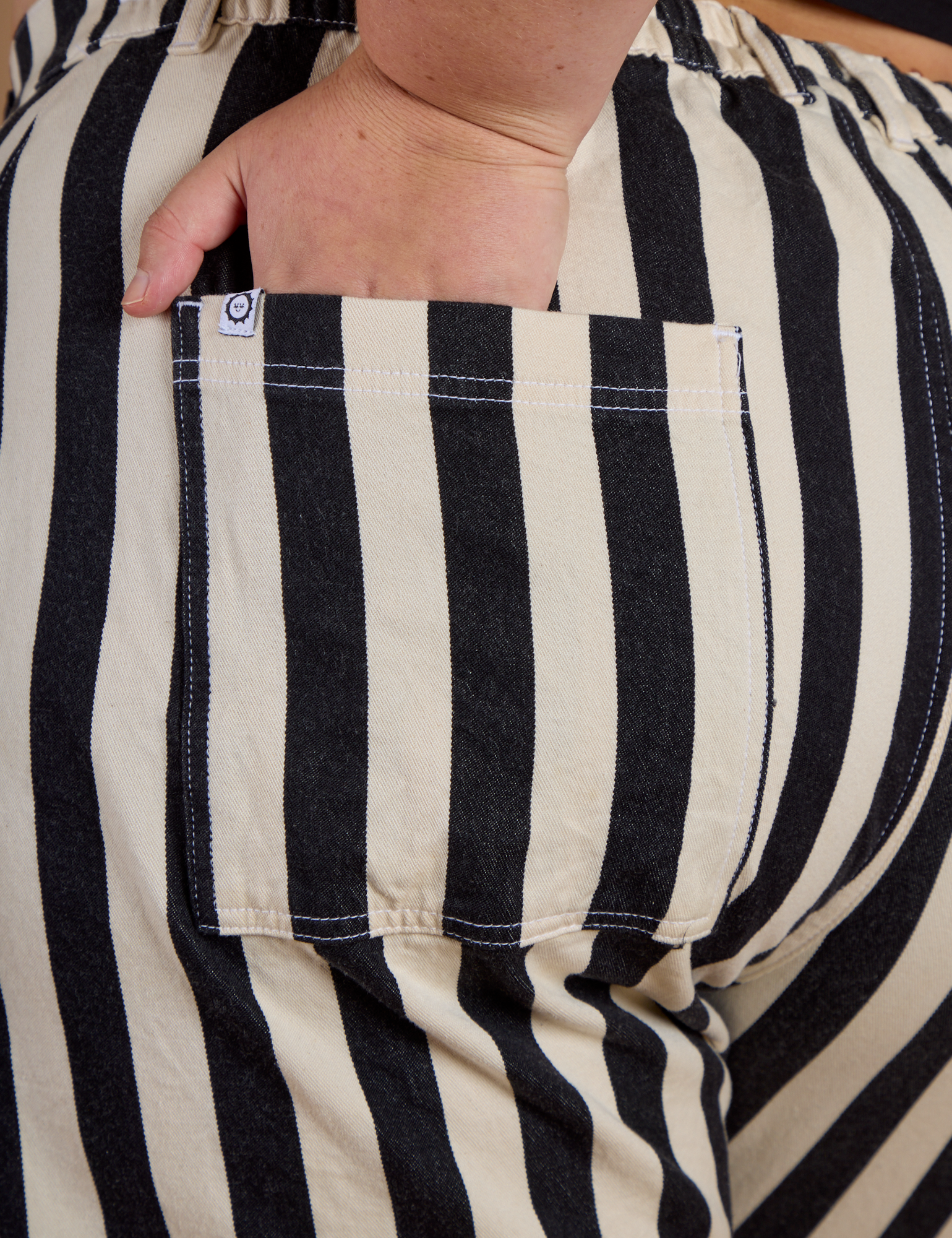 Black Stripe Work Pants - Natural