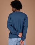 Long Sleeve Burly Tee in French Blue back view on Jerrod