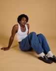Baggy Mid-Rise Trousers - French Blue