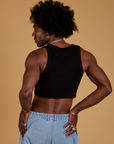 Mini Tank in Basic Black back view on Jerrod