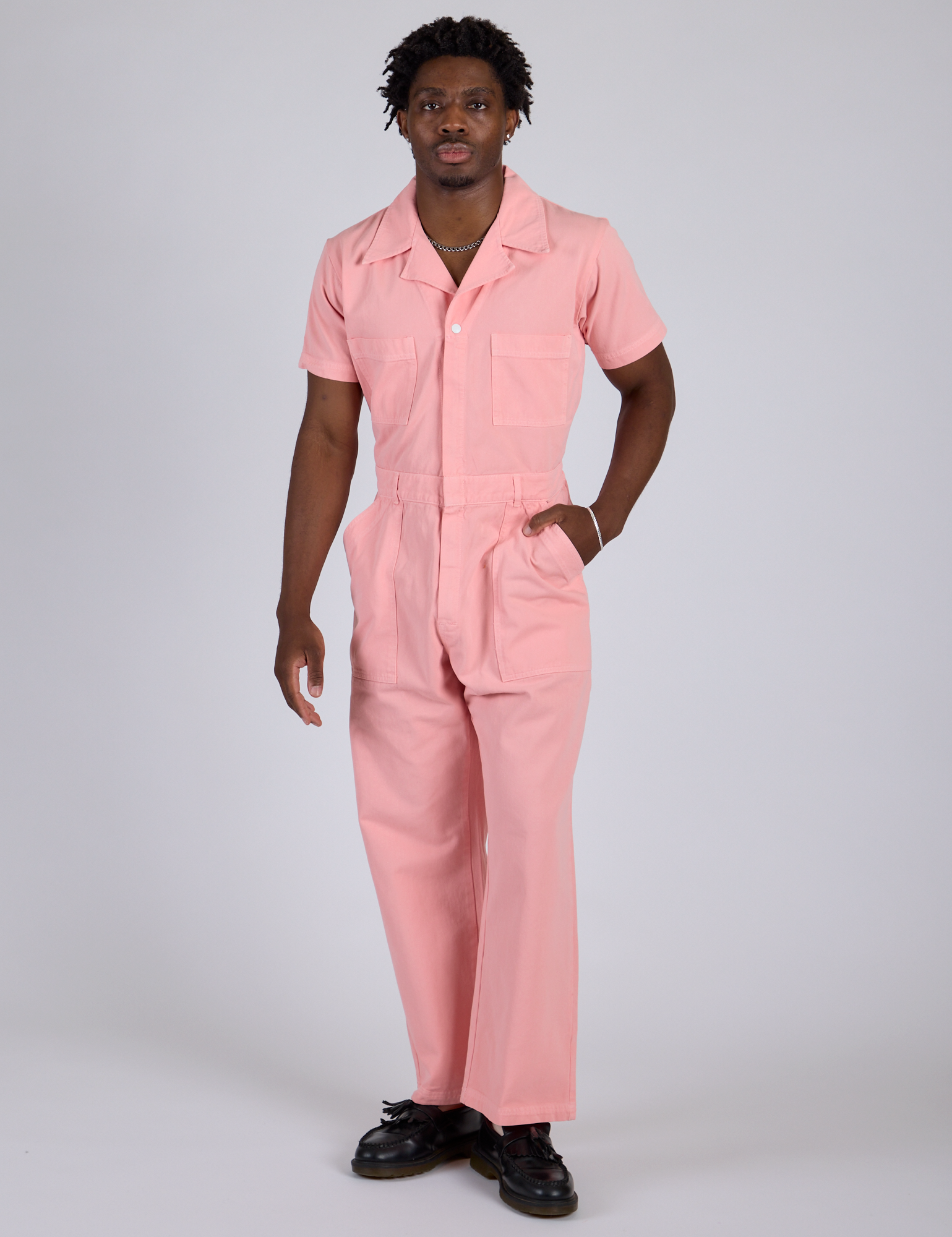Short Sleeve Jumpsuit - Baby Pink