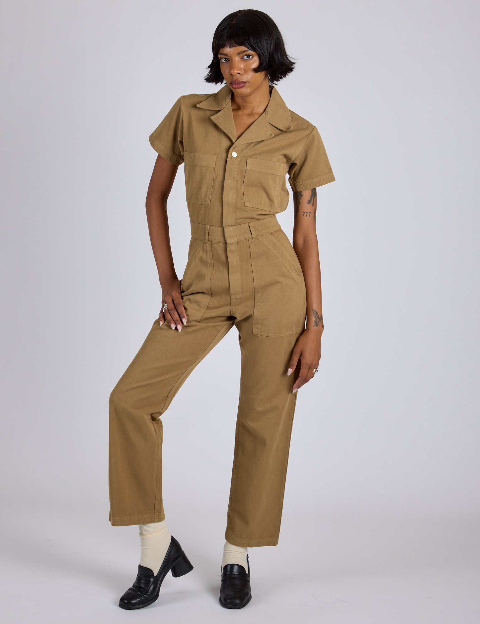 Short Sleeve Jumpsuit - Desert Brown