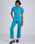 Short Sleeve Jumpsuit - Hawaiian Blue