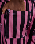 Black Stripe Work Pants - Bubblegum Pink