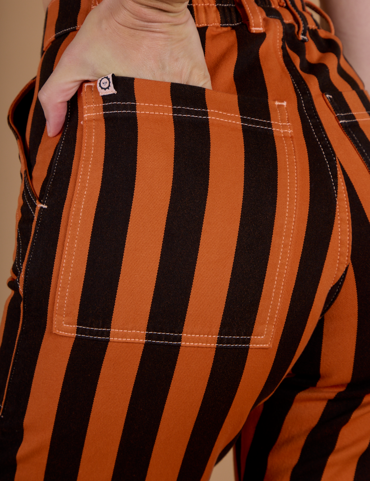 Black Stripe Work Pants - Construction Orange