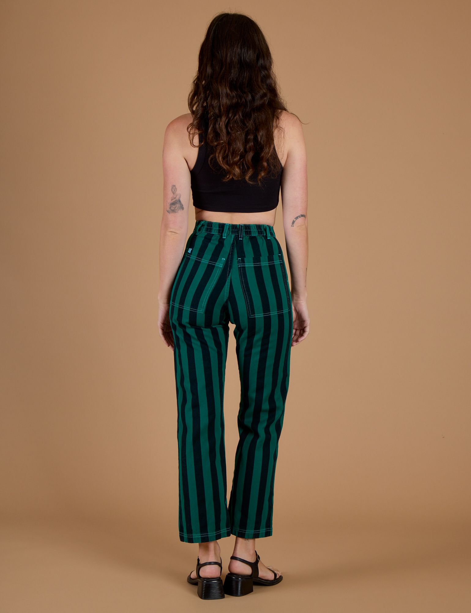 Black Stripe Work Pants - Hunter Green