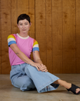 Calypso Tee in Bubblegum Multi worn by Alex