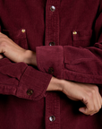 Cropped Corduroy Overshirt sleeve close up on Anthony