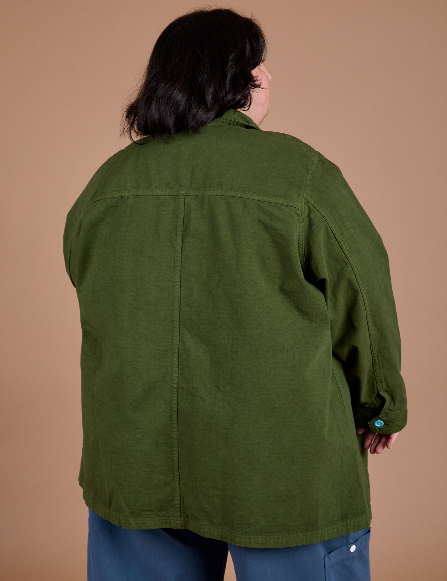 Ripstop Field Coat in Evergreen back view on Sam