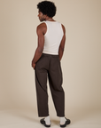 Back view of Heavyweight Trousers in Espresso Brown and Tank Top in Vintage Tee Off-White on Jerrod