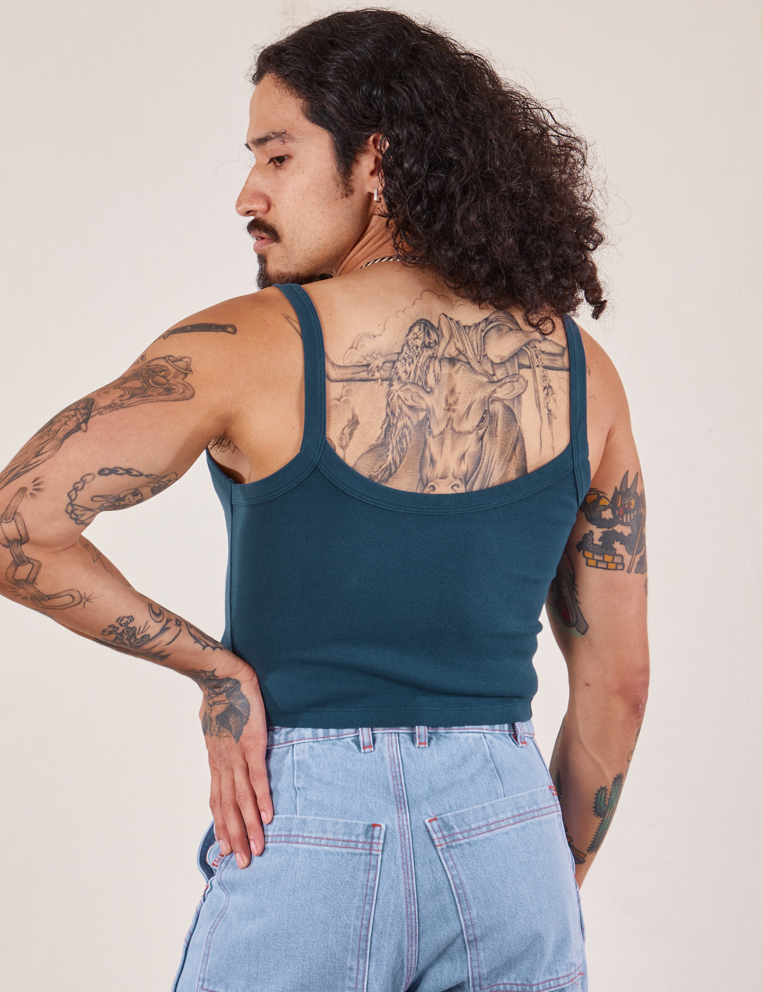 Cropped Cami in Lagoon back view on Jesse