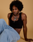 Jerrod is wearing Mini Tank in Basic Black