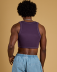 Contrast Stitch Mini Tank in Nebula Purple back view on Jerrod