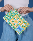 Model is holding the Spring Quilt Printed Pencil Pouch
