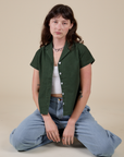 Pantry Button-Up in Swamp Green on Alex