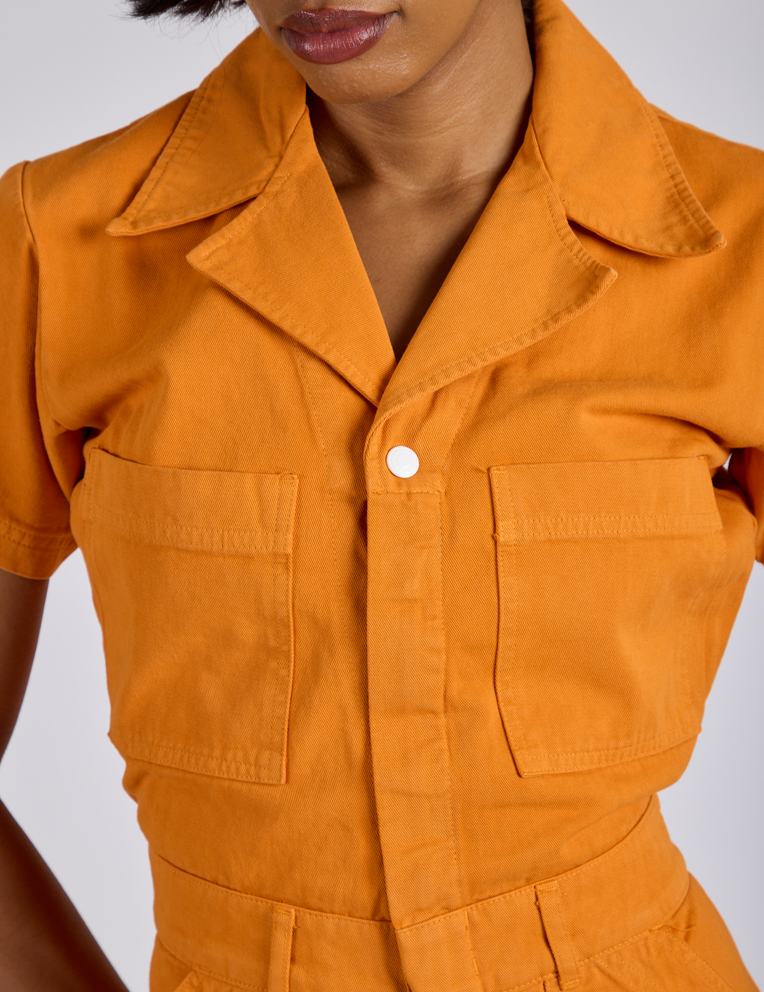 Short Sleeve Jumpsuit - Creamsicle Orange
