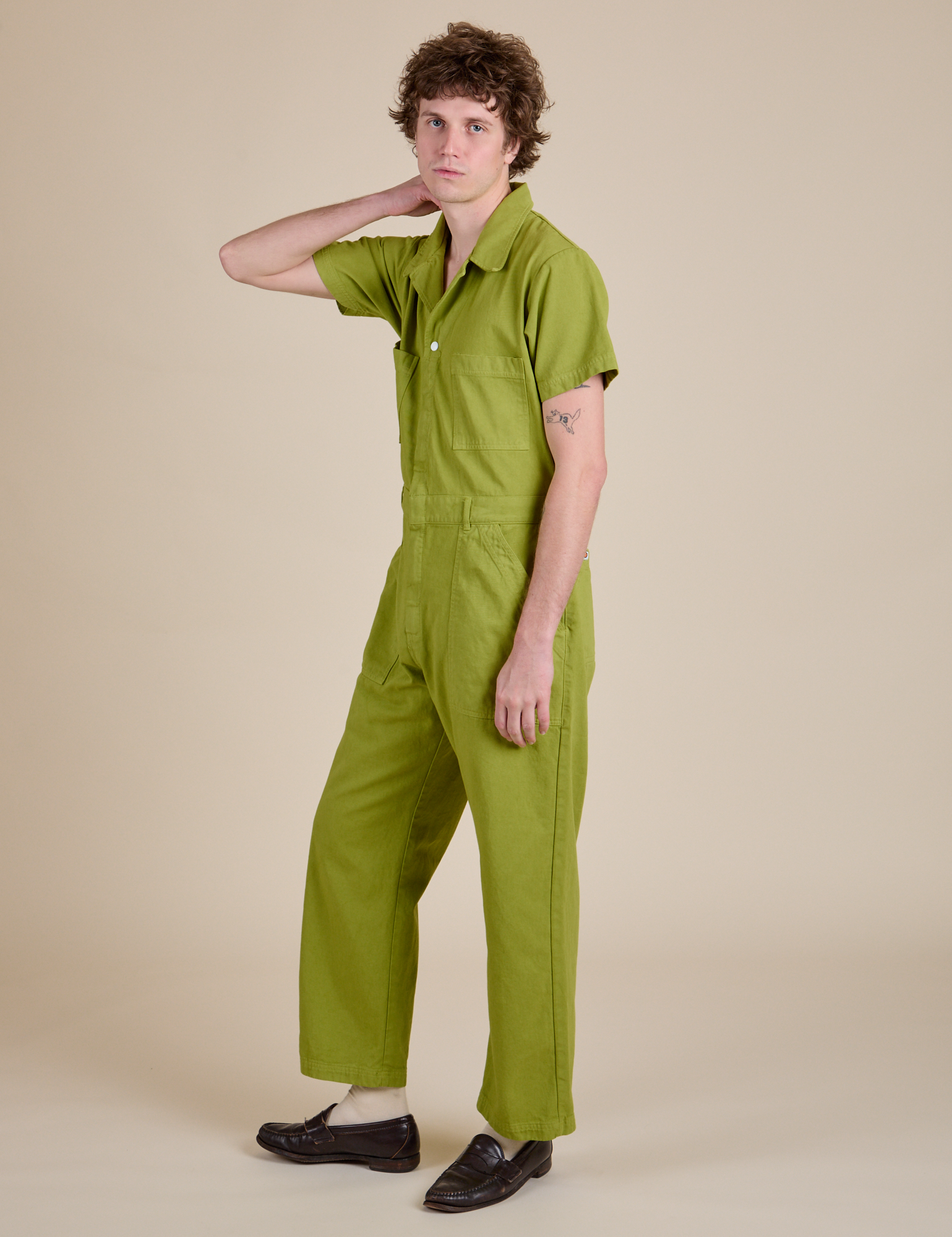 Short Sleeve Jumpsuit - Gross Green