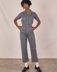 Petite Short Sleeve Jumpsuit - Washed Grey