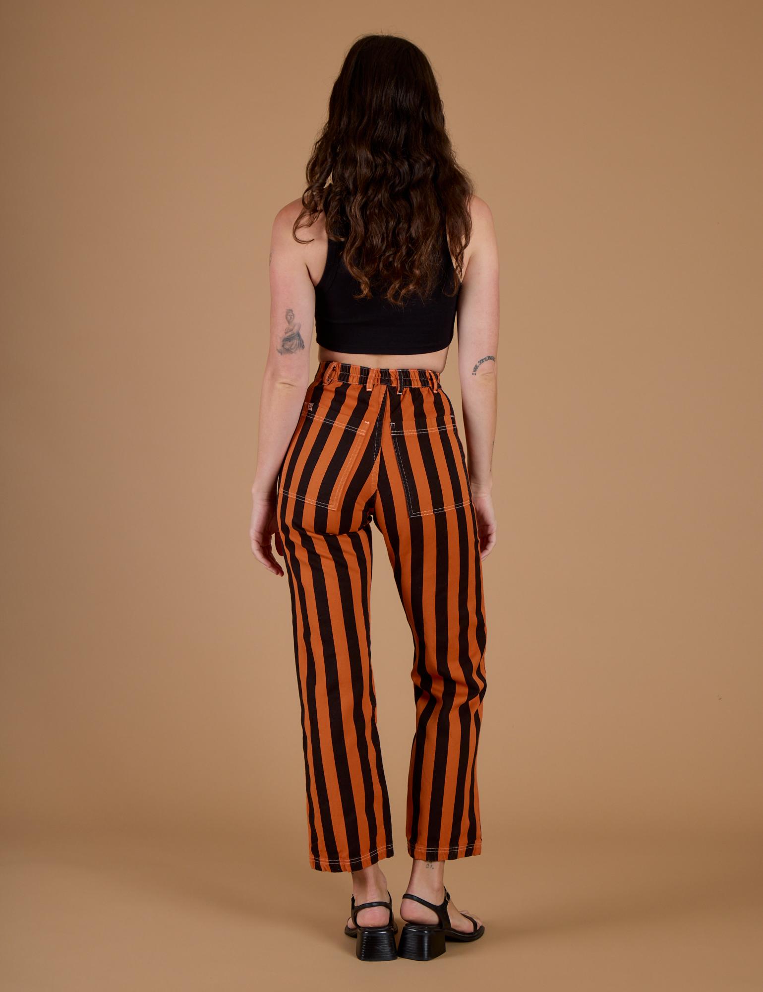 Black Stripe Work Pants - Construction Orange