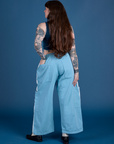 Painted Drop Pocket Cargo Pants in Baby Blue back view on Sydney